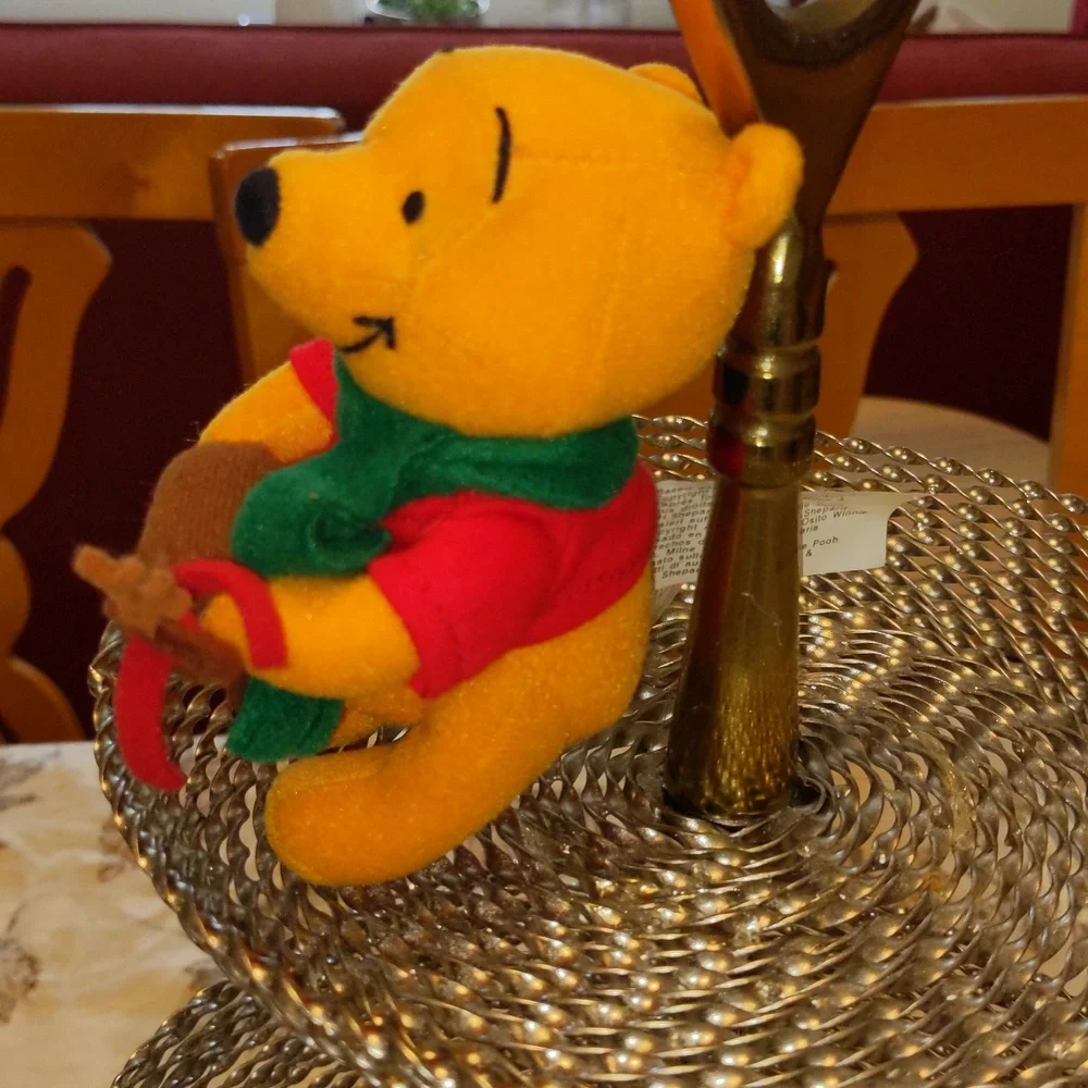 1999 Vintage Winnie the Pooh Holding A Reindeer Plush Ornament Tree Wreath